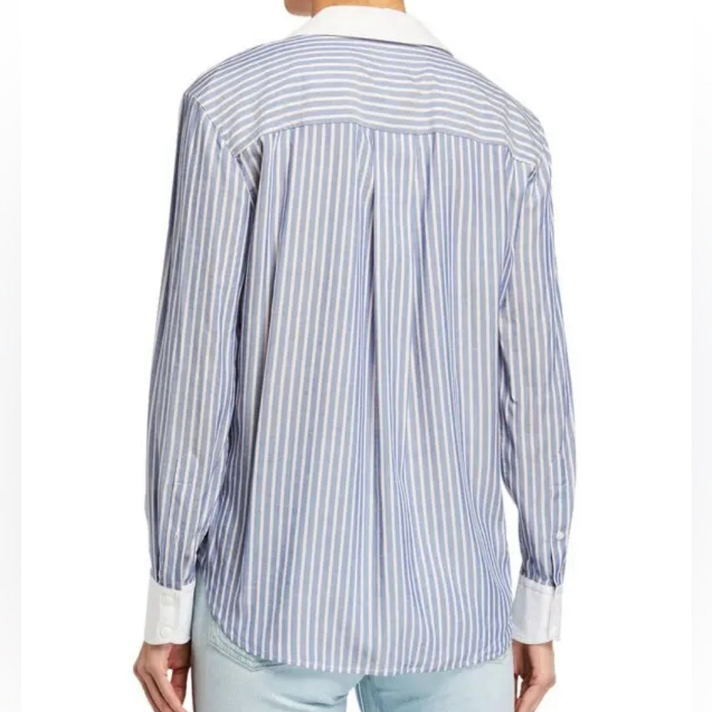Rag & Bone Amelia Striped Pajama Shirt Blue & White Button-Up Women's Size Small - Picture 3 of 15